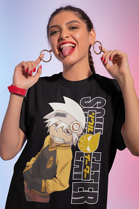 Футболка з аніме принтом Соул Еатер Еванс Аніме оверсайз (S/M/L) Чорний AnimeJ0550 Дніпро - фото 2