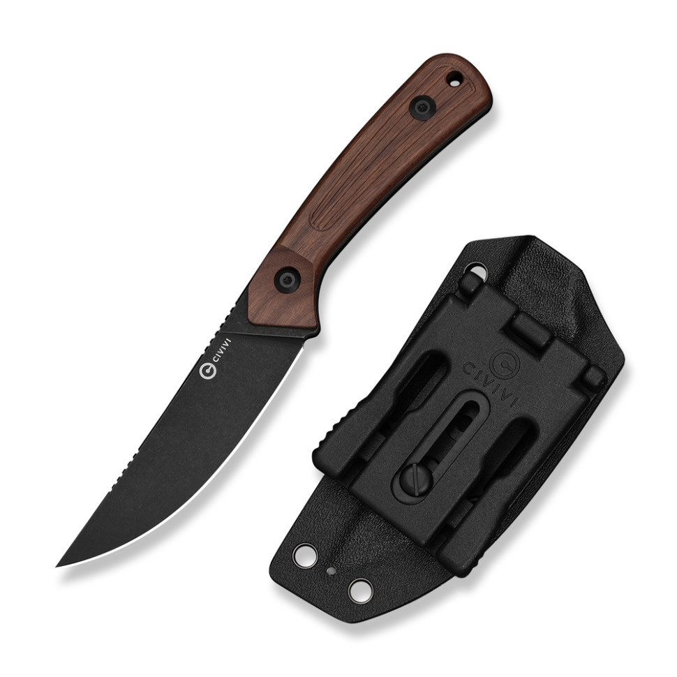 Нож фиксированный туристический Civvi Carveth (9,1 см) AEB-L / Wood дерево с чехлом Киев - изображение 4