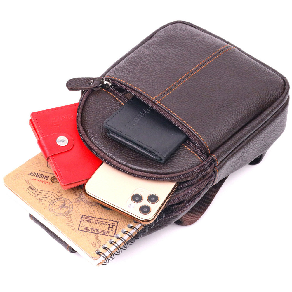 Удобная мужская сумка через плечо из натуральной кожи 21308 Vintage Коричневая Киев - изображение 4