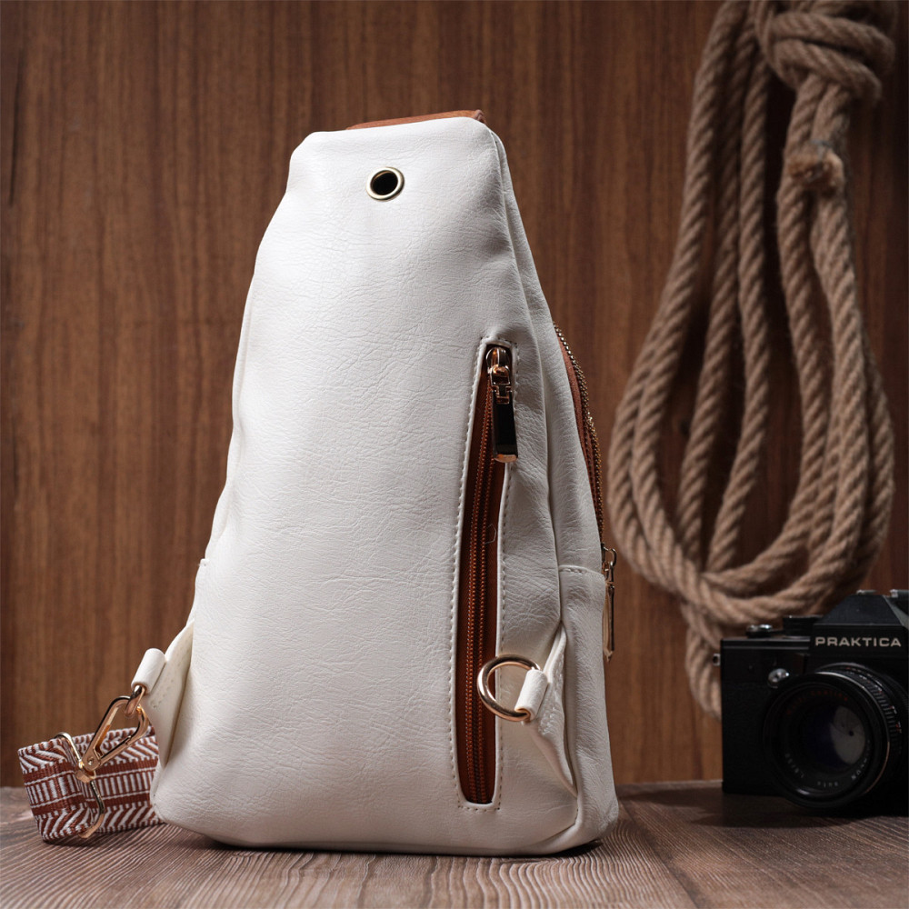 Топовая слинг сумка для женщин из экокожи Vintage 22746 Белый Киев - изображение 10