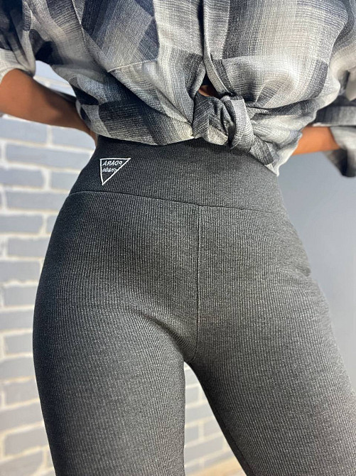 Лосини жіночі Ластівка 5247 рубчик широкий пояс утеплені на хутрі сірі, сірий, L Київ - фото 6