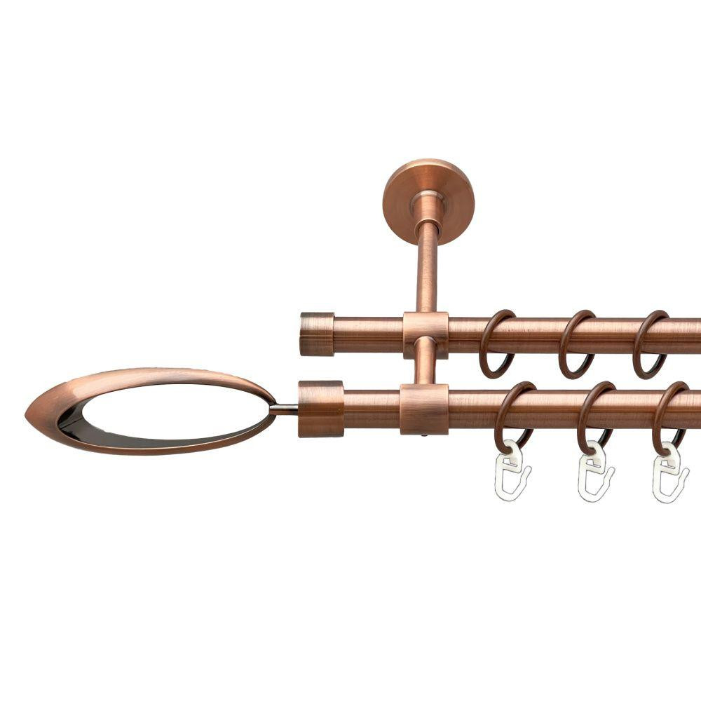 Карниз Orvit Венеція металевий дворядний закритий гладка труба кільце металеве Мідь 16\16 мм 200 см (00-00019799) Львів - фото 1