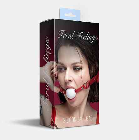 Кляп силиконовый Feral Feelings Silicon Ball Gag Red/White, красный ремень, белый шарик Sex Aura Киев
