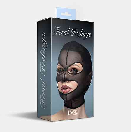 Маска сітка з відкритим ротом та очима Feral Feelings - Mask Black Sex Aura Київ