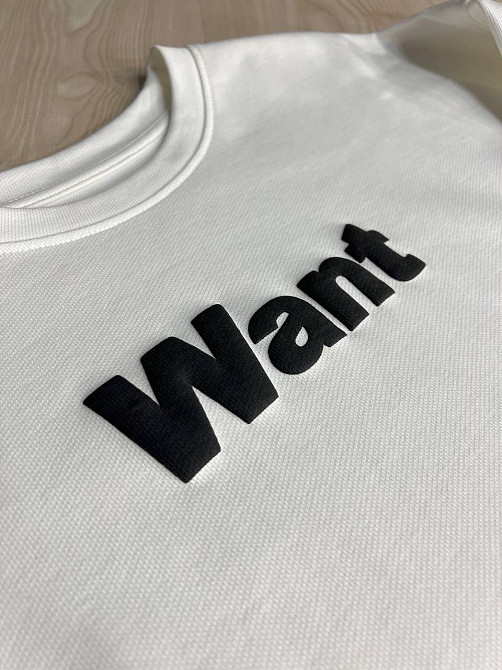 Світшот жіночий U S 293 широкий оверсайз трикотаж напис WANT, білий, one size Київ - фото 2