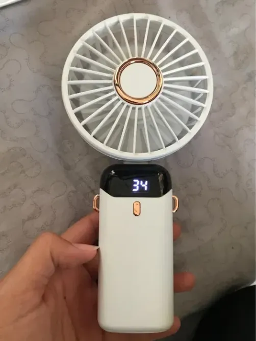 Акумуляторний міні-вентилятор 5 швидкостей з дисплеєм, підставкою-тримачем для смартфона, шнурком на шию Одеса - фото 4