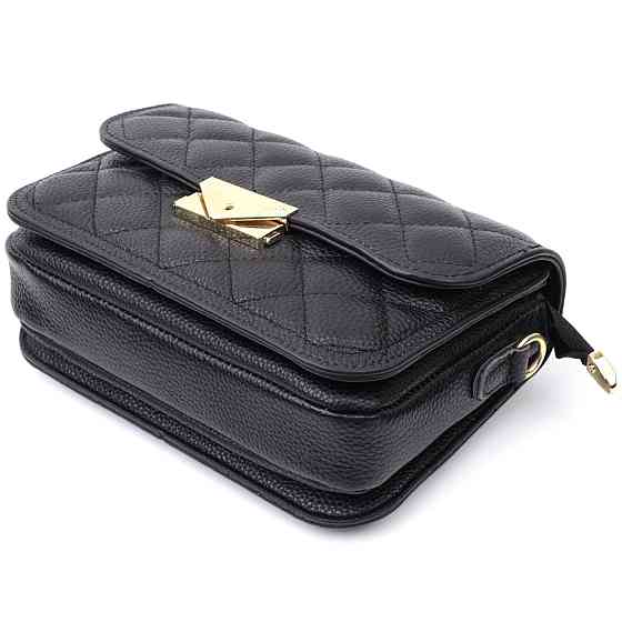 Модна жіноча сумка з оригінальною клямкою з натуральної шкіри Чорна (Vintage) Київ