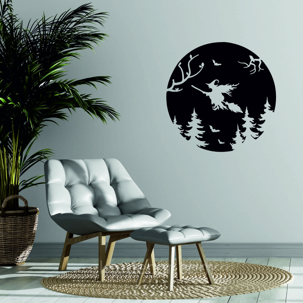 Декоративное настенное Панно «Ведьма на луне», Декор на стену 90*90 см, Черный Киев - изображение 3