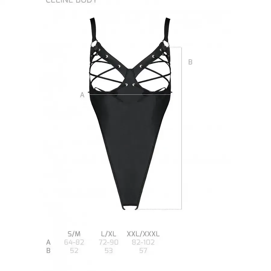 Боді з екошкіри Passion CELINE BODY S/M, black, з доступом, відкритий Львів - фото 7