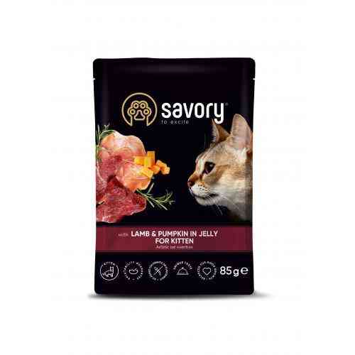 Влажный корм Savory для котят, ягненок с тыквой в желе, пауч, 85 г Киев
