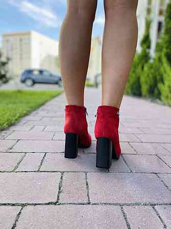 Жіночі черевики 95 червоні натуральна замша висота каблука 9 см розмір 38 (2570) Коломыя