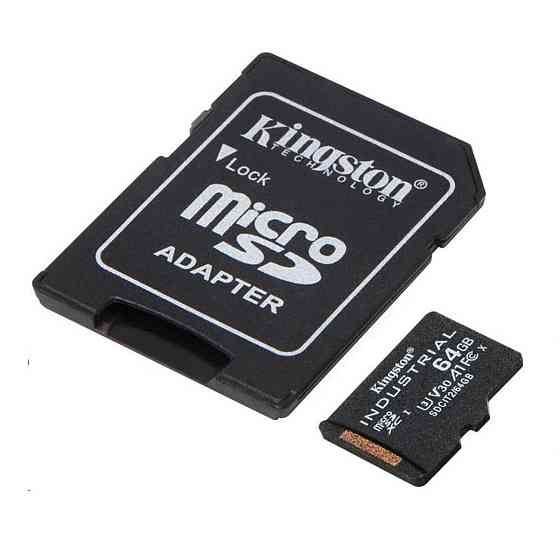 microSDXC (UHS-1 U3) Kingston Industrial 64Gb class 10 V30 А1 (adapter SD) Київ