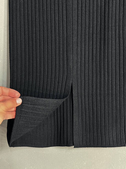 Спідниця жіноча My fashion 478-123-70 в'язана в рубчик середньої довжини з розрізом , чорний, one size Київ - фото 4