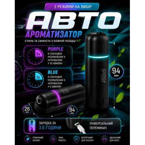 Ультразвуковой автомобильный ароматический диффузор Vitol черный Харьков