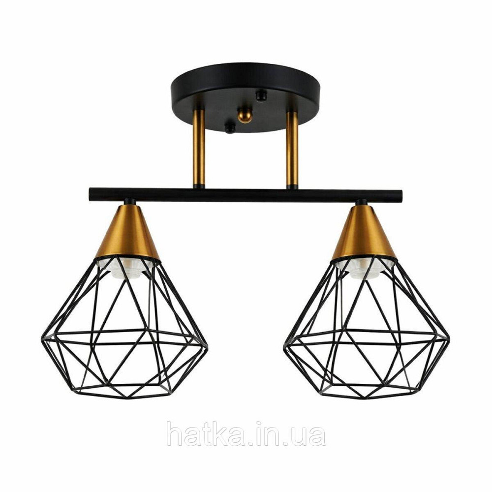 Люстра стельова на 2 плафони VALESO XL25115-2 для спальні та передпокою Чорний Мідь XL25115-2 Київ - фото 1