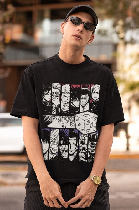Футболка з аніме принтом Магічна битва оверсайз (S/M/L) Чорний AnimeJ0903 Дніпро - фото 3