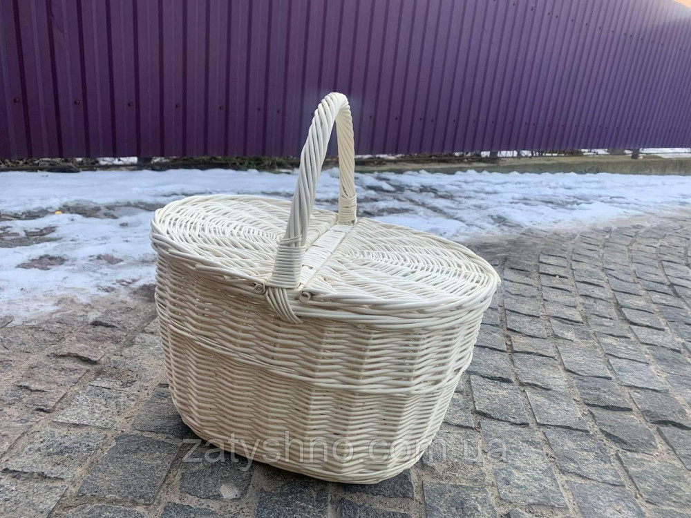Кошик плетений з кришкою, білий для пікніка Київ - фото 6