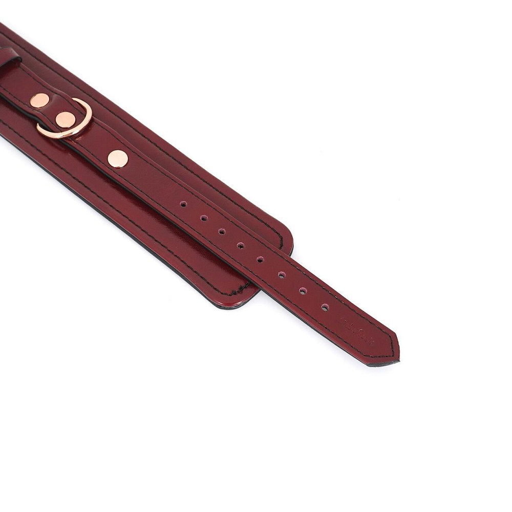 Шкіряні наручники Liebe Seele Wine Red Wrist Cuffs, знімний ланцюжок-кріплення Sex Aura Київ - фото 8