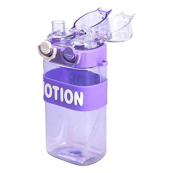 Пляшка для води з трубочкою 550 мл спортивна пластикова пляшка для тренувань Фіолетова HP-14-49V Київ