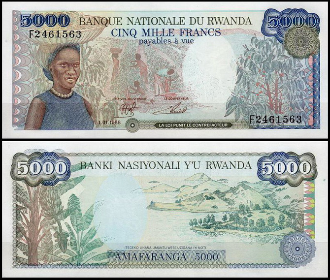 Руанда / Rwanda 5000 francs 1988 Pick 22 UNC Полтава - фото 1