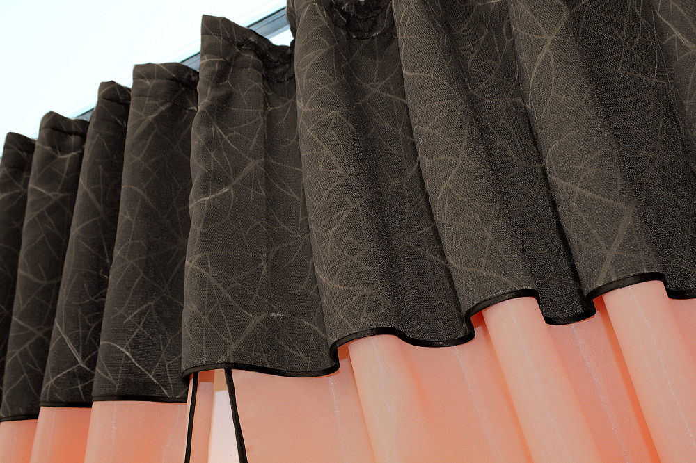 Кухонные шторы VR-Textil № 073к с ламбрекеном и подхватами персиковый с коричневым 270х170 см (52-0216) Киев - изображение 5