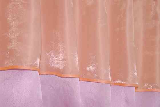 Кухонні штори VR-Textil № 073к з ламбрекеном і підхватами рожевий з персиковим 270х170 см (52-0391) Київ