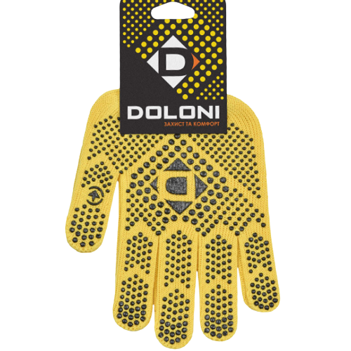 Рукавички 5706 трикотаж з малюнком ПВХ р.10(XL) клас 10 жовтий Універсал D ДКГ Житомир