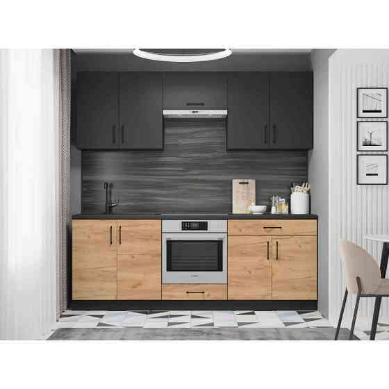 Кухня модульна Эверест Оптима набор №8 Антрацит+Дуб крафт золотой 2,2 м (без столешницы) (DTM-5723) Львов