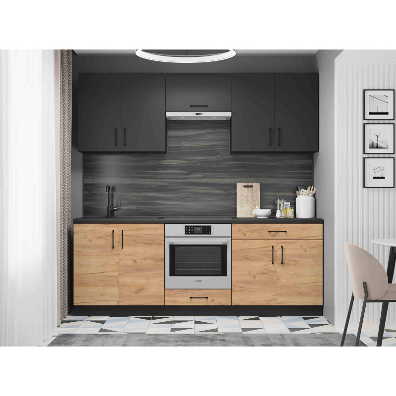 Кухня модульна Эверест Оптима набор №8 Антрацит+Дуб крафт золотой 2,2 м (без столешницы) (DTM-5723) Львов - изображение 1