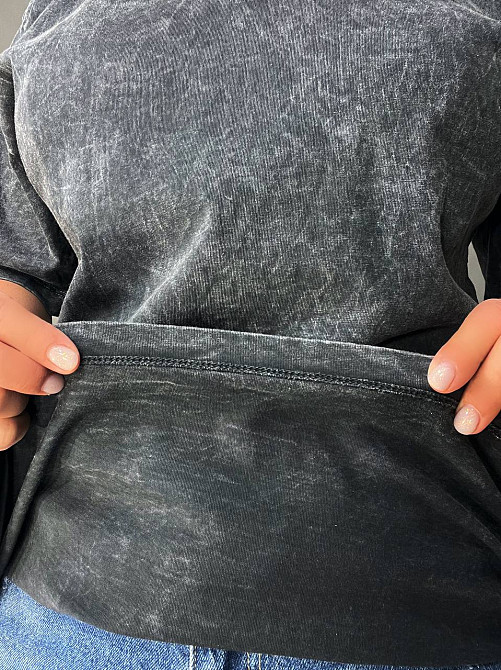 Футболка женская Coast Moda 4351 вареная тай дай с вышивкой оверсайз графит, графит, S-M Киев - изображение 16