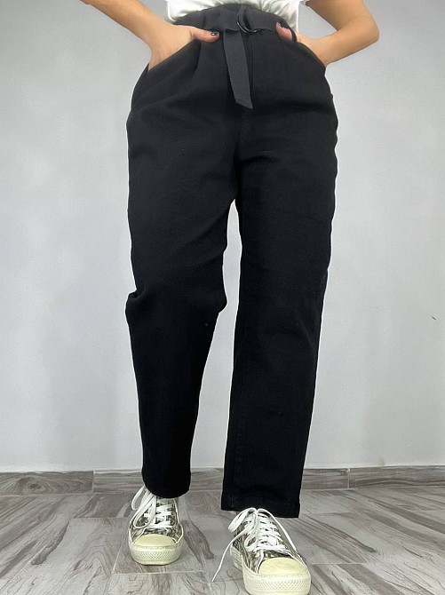 Джинси жіночі A-N 25072 MOM банани талія на резинці з ременем чорні, чорний, M, M, 77 см, 105 см Київ - фото 14