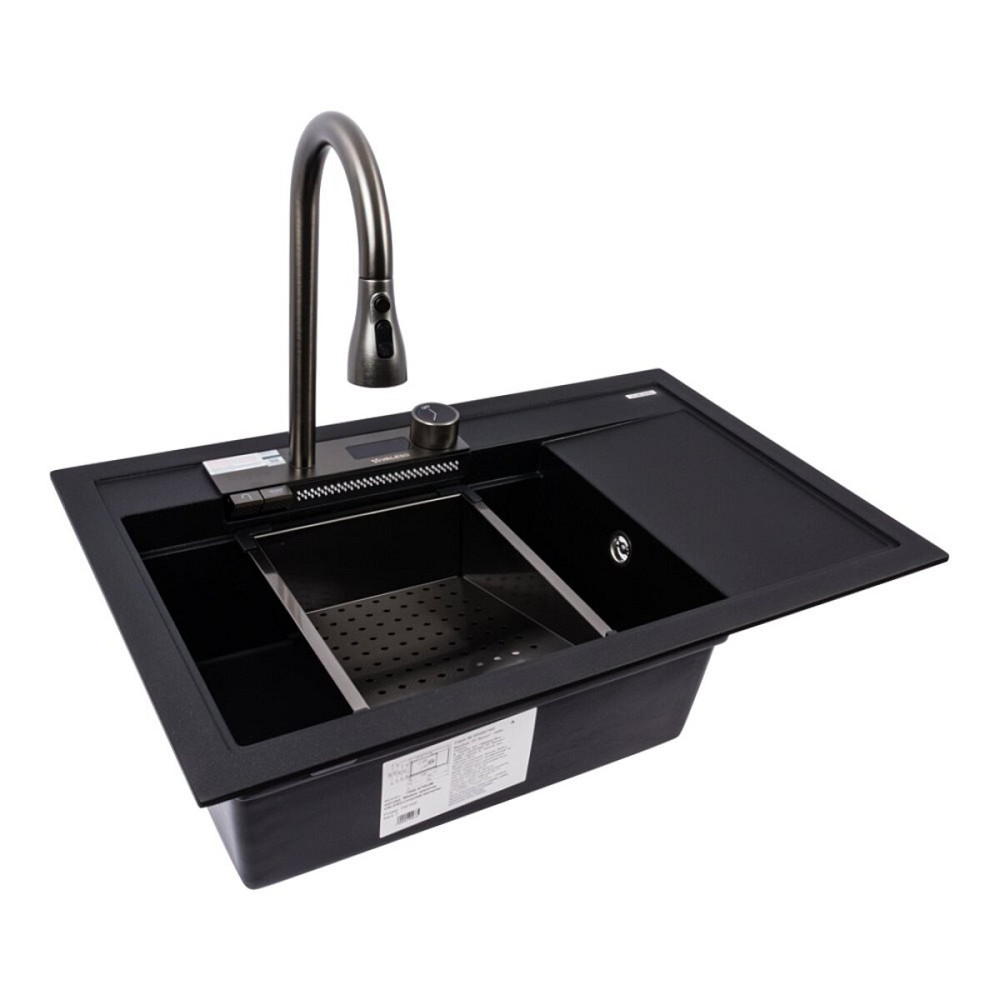 VALESO Гранітна мийка VALESO ATRUM 7950 матова Чорний металік Киев - изображение 3