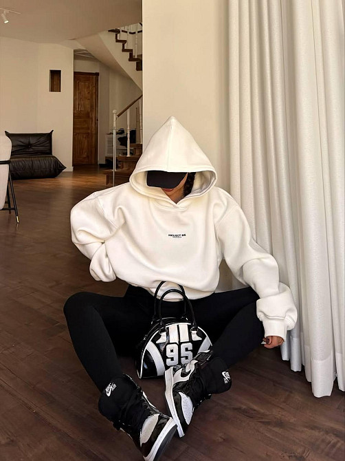 Парні стильні худі унісекс із турецької тринитки пеньє Молочний Одеса - фото 4