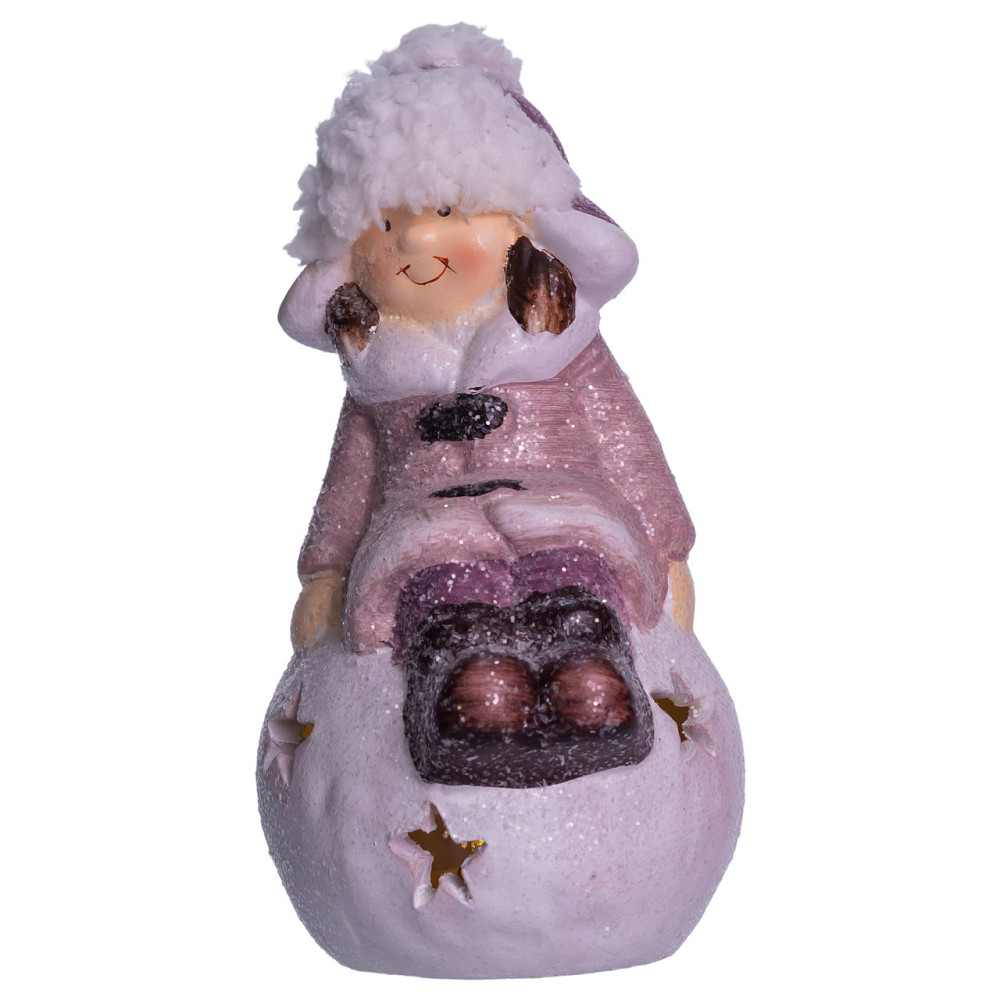 Новорічна фігурка з підсвіткою Дівчинка на сніговій кулі з фарфору 7×7×16 (см) новорічний декор для дому, квартири на подарунок CR-5-7 Коломыя - изображение 2