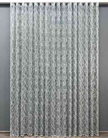 Тюль VR-Textil 1970т Жакард Сірий з білим 200х250 см (42-1254) Київ
