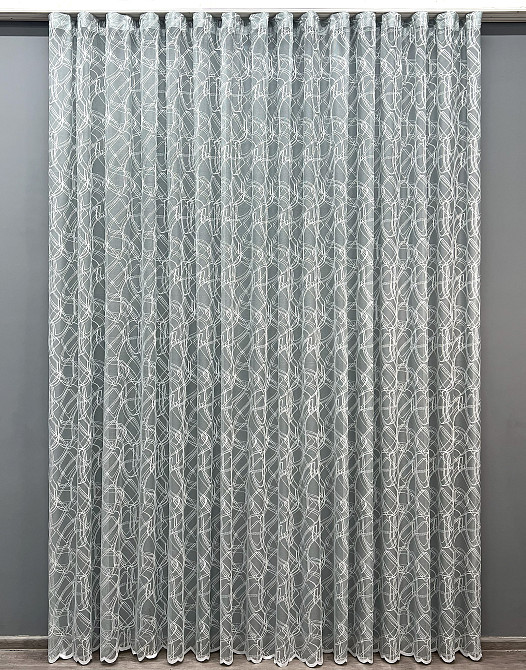 Тюль VR-Textil 1970т Жакард Сірий з білим 200х250 см (42-1254) Київ - фото 2