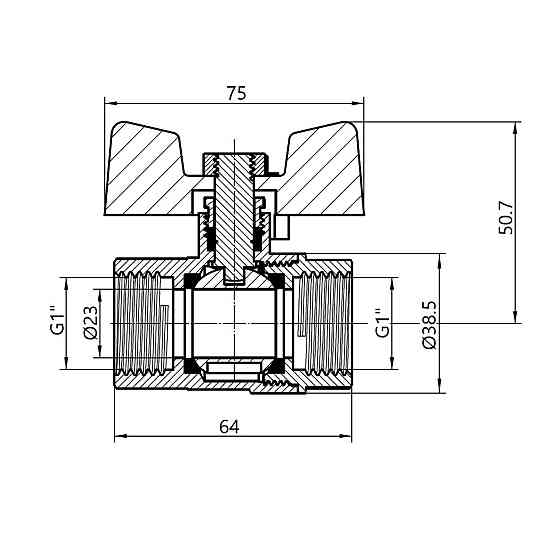 Кран кульовий Thermo Alliance Base 1" ВР для води (метелик) SD602W25 Київ