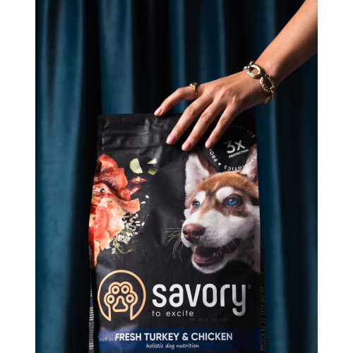 Корм сухий Savory Junior Large rich in Fresh Turkey and Chicken для молодих собак великих порід від 25 кг зі свіжою індичкою Київ - фото 6