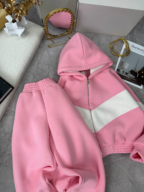 Жіночий теплий костюм із якісної тринитки на флісі Рожевий, 42/44 Одеса - фото 2