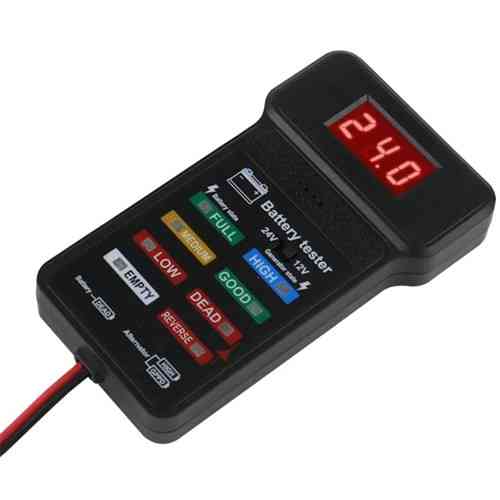 Тестер индикатор состояния АКБ 12–24 В с зажимами, ЖК-дисплей, универсальный, диагностика генератора Киев