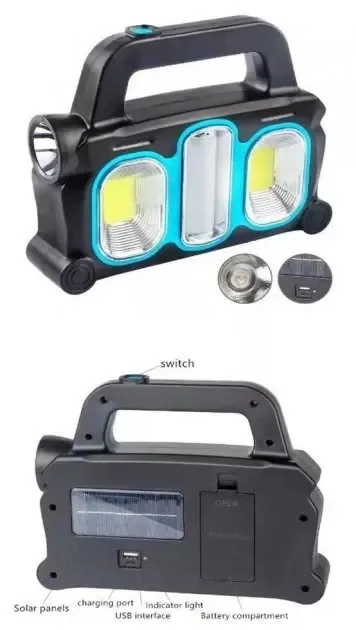 Аккумуляторный LED фонарь прожектор с солнечной панелью USB выход съемные Hurry Bolt HB-6169 Коломия - фото 6