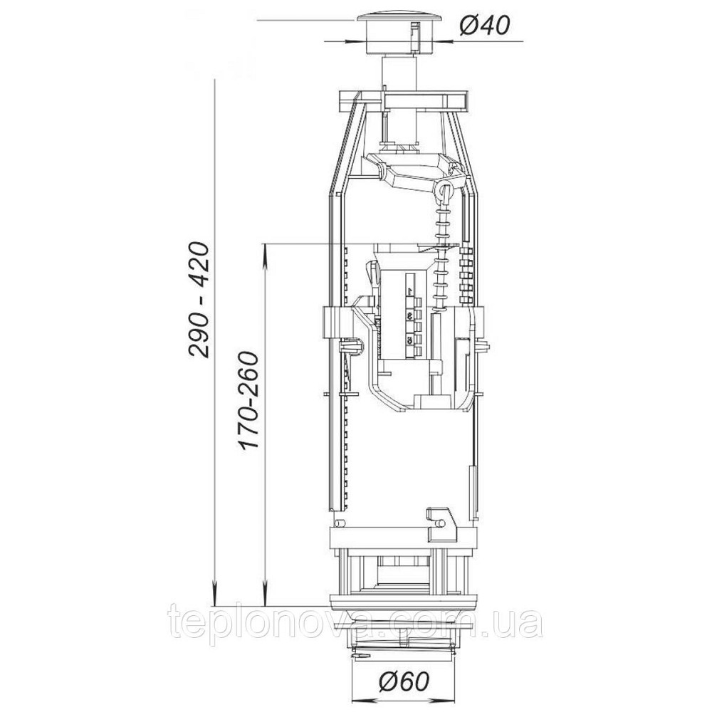 Комплект арматуры для сливного бачка с нижней подачей води  1/2 ″ та двума режимами слива АБк2-10 Черновцы - изображение 10