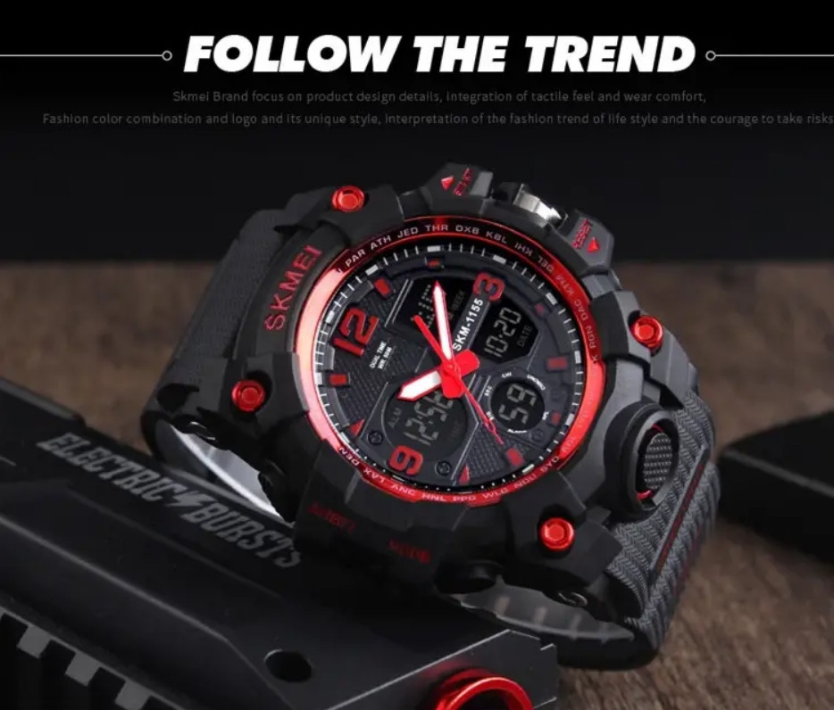 Мужские наручные часы Skmei Hamlet 1155 Черный с красным Винница - изображение 3