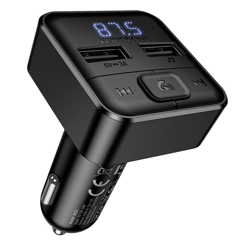 АЗП з FM-модулятором BOROFONE BC63 Selecto car BT FM transmitter Black Одеса - фото 1