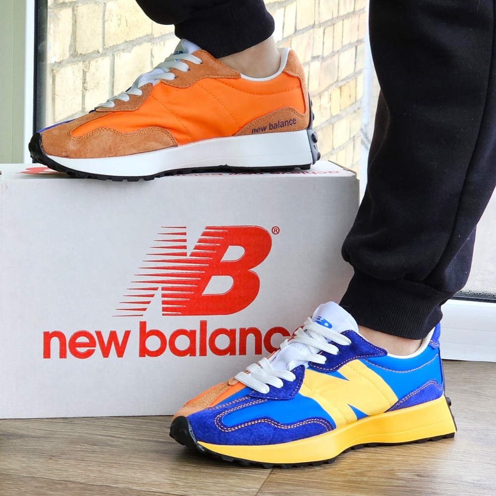 Мужские Синие Кроссовки New Balance 327 Желтые Оранжевые Нью Баланс (размеры: 41,43,44,45,46) Видео Обзор Днепр - изображение 1