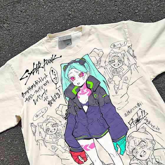 Футболка чоловіча з принтом аніме Аніме Кйберпунк Едгеруннерс Ребекка оверсайз (S/M/L) Черний Дніпро