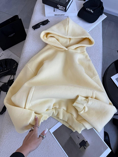 Женская утепленная оверсайз худи трехнить на флисе Желтый Одесса - изображение 1