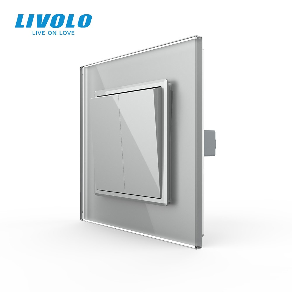 LIVOLO Вимикач універсальний 2-клавішний Livolo сірий скло 250В 10А (VL-C7FCMKS-1IP) Коломыя - изображение 5