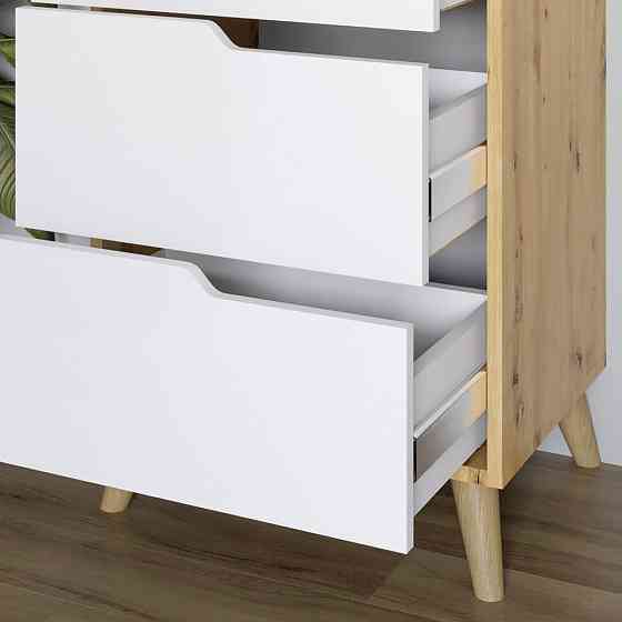 Комод высокий с черными ножками 5 ящиков М-ЗОН Борн 500 Дуб Артизан (MZN-031107) Львов