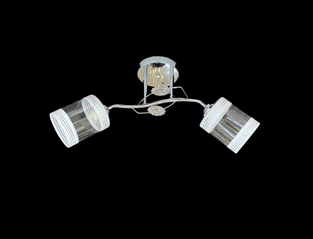 Люстра стельова на 2 плафони VALESO 2408B/2 для спальні вітальні коридору метал скло Хром Коломия - фото 1